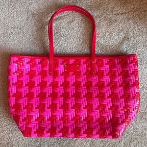 Rare Kate Spade Red & Pink Woven Tote Bag Purse